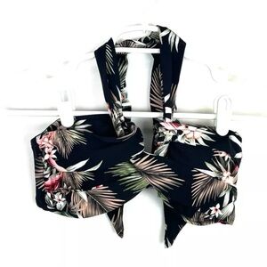 Seafolly Black Floral Bikini Top